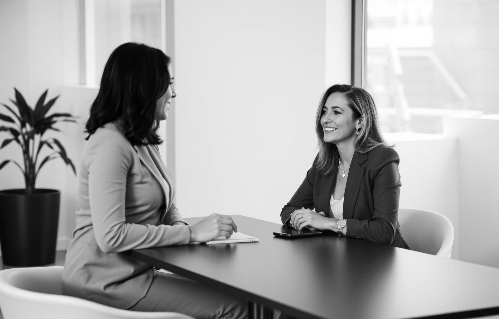 Two women in a focused coaching conversation